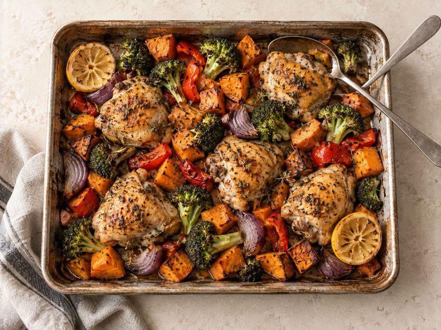 Lemon chicken tray bake
