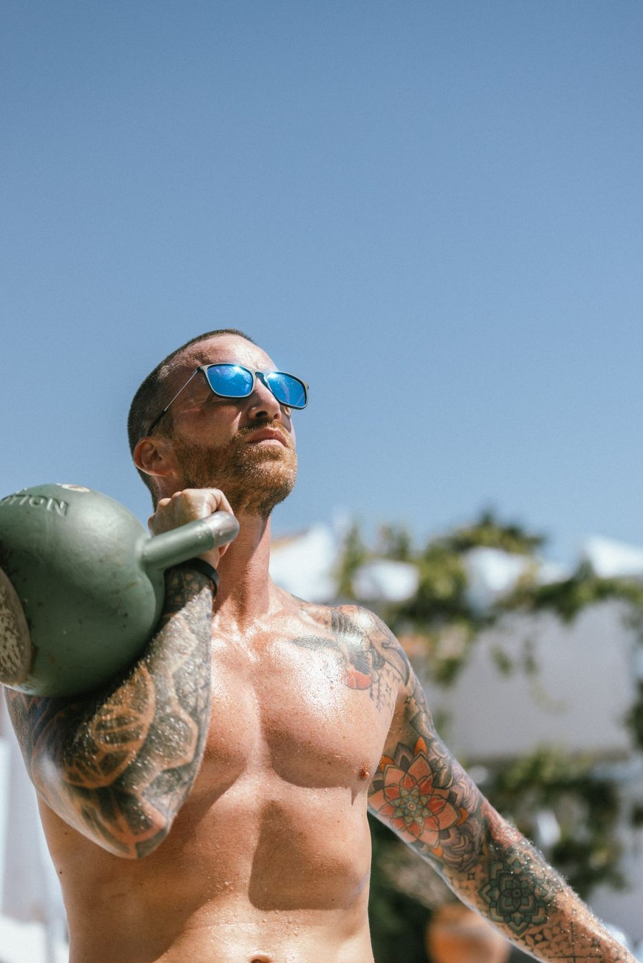 Stef with a kettlebell in the rack position